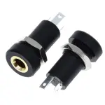 3.5mm Crna Panel Montažna Audio Utičnica, Pozlaćena, 3 Pola sa Maticama
