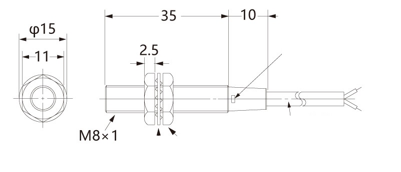 m8 zuti bez glave dimenzije Induktivni Senzor LM08-3001PA Φ8mm| PNP NO| detekcija < 1mm| 10 – 30VDC -cena srbija