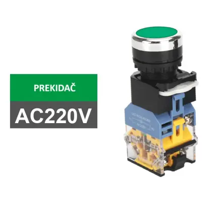 22mm LA38-11D prekidač zeleno LED zadrška Cena Srbija