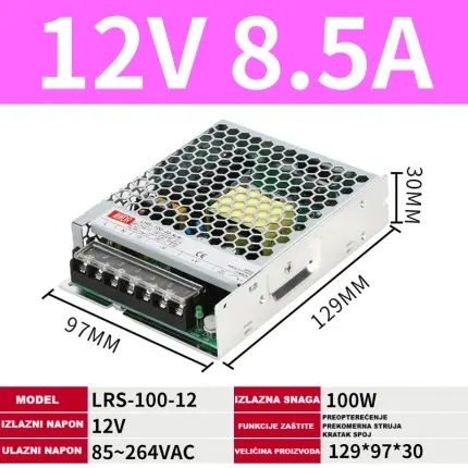 Napajanje LRS-100-12 12V8.5A 100W