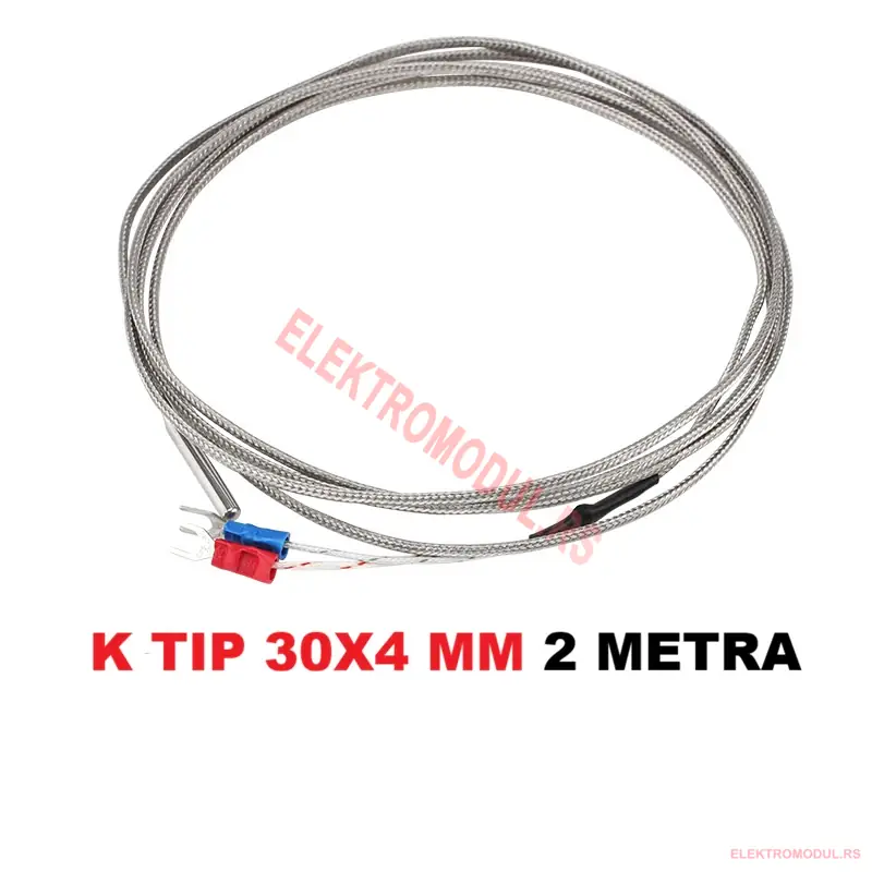 K TIP 2 METRA -elektromodul.rs Termopar K tip sonda 30×4 mm, kabl 2 m | Cena Srbija