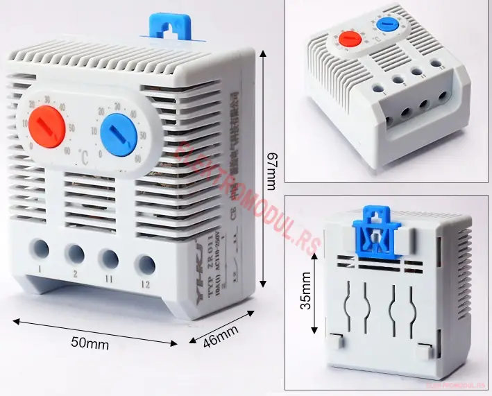ZRO011- NC NO Normalno otvoren i normalno zatvoren-elektromodul.rs Dvojni termostat ZRO011 NO+NC 0–60°C – grejanje i hlađenje, DIN šina Cena Srbija -cena srbija