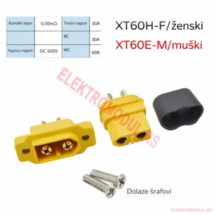Amass XT60H+XT60E originalni konektor (pozlaćeni, čisti bakar) – Cena Srbija