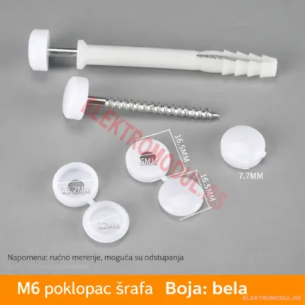 Kapice za šrafove M6 bele Ø16.5 mm - 50 kom pakovanje - Cena Srbija