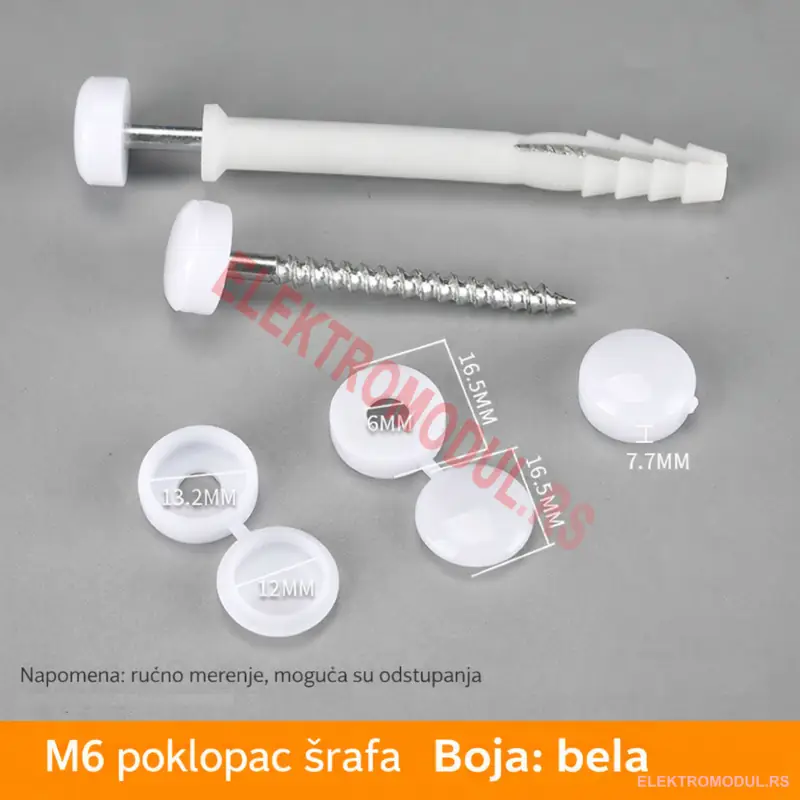 Kapice za šrafove M6 bele Ø16.5 mm - 50 kom pakovanje - Cena Srbija Kapice za šrafove M6 bele Ø16.5 mm - 50 kom pakovanje - Cena Srbija