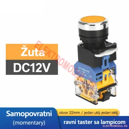 Taster sa osvetljenjem 12V narandžasti selfreset Ø22 mm – Cena Srbija (Kopiraj)