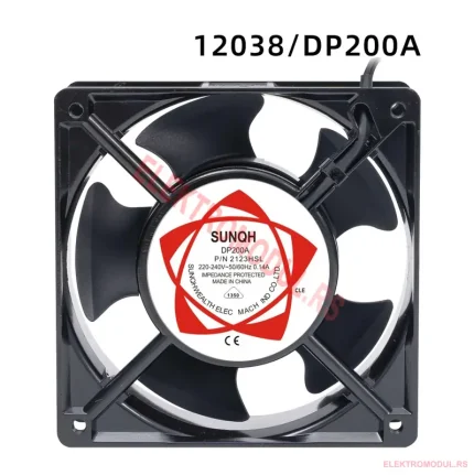 Ventilator 120x120x38 mm 220V AC metalni DP200A – industrijski aksijalni 12 cm