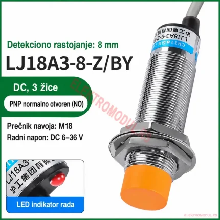 Induktivni Senzor LJ18A3-8-Z/BY M18 PNP NO 8mm 6-36VDC