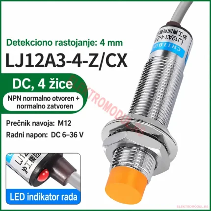 Induktivni Senzor LJ12A3-4-Z/CX M12 NPN NO+NC 4mm 6-36VDC