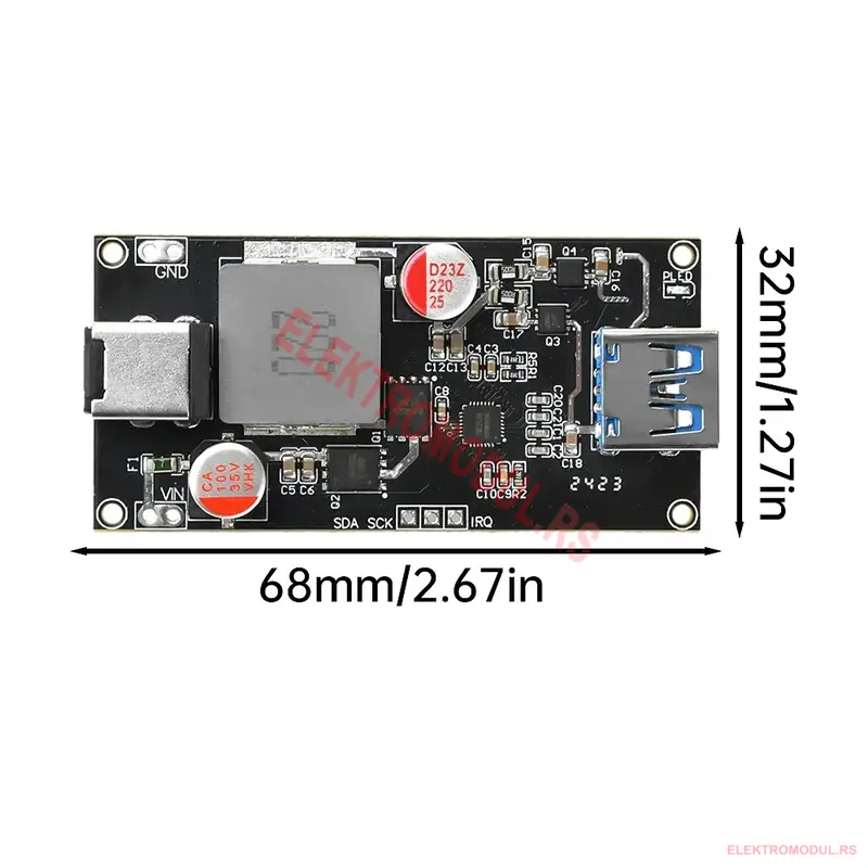 Brzi punjač modul 140W DC 6-30V multiprotokol Brzi punjač modul 140W dimenzije 68x32mm