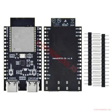 ESP32-C6 nanoESP32-C6 razvojna ploča sa WiFi 6, Bluetooth 5, Zigbee/Thread, dual Type-C, RGB LED