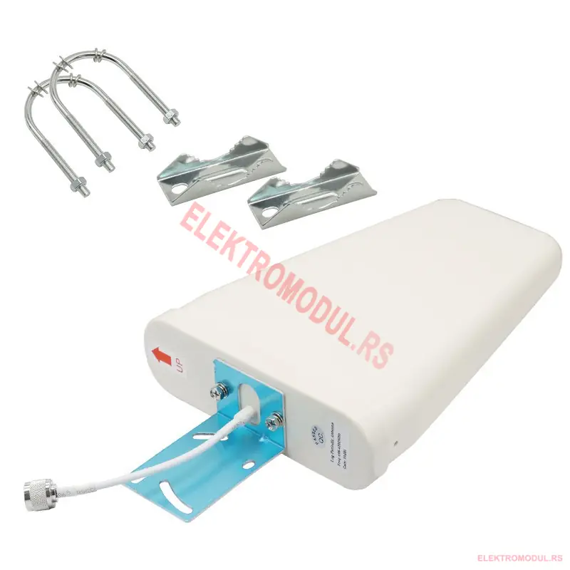 Spoljna Yagi 4G 5G antena sa nosacem i U-srafovima Spoljna usmerena 4G/5G antena sa metalnim nosacem i U-srafovima za montazu na stub