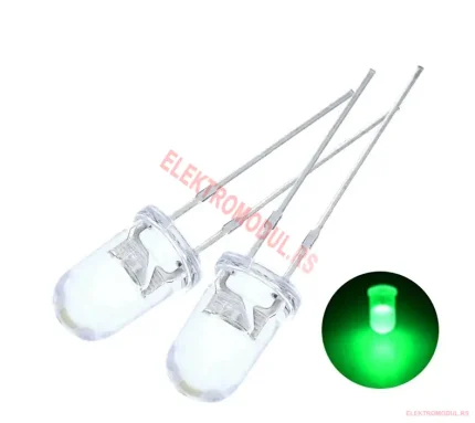 LED 5mm prozirna dioda zelena svetlo F5mm