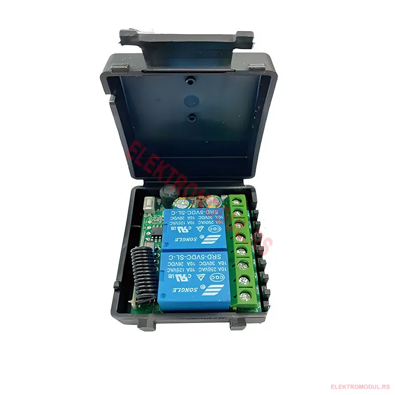 RF relej 433MHz 2 kanala 220V AC u kutiji RF relej 433MHz 2 kanala 220V AC u kutiji sa dva SONGLE releja