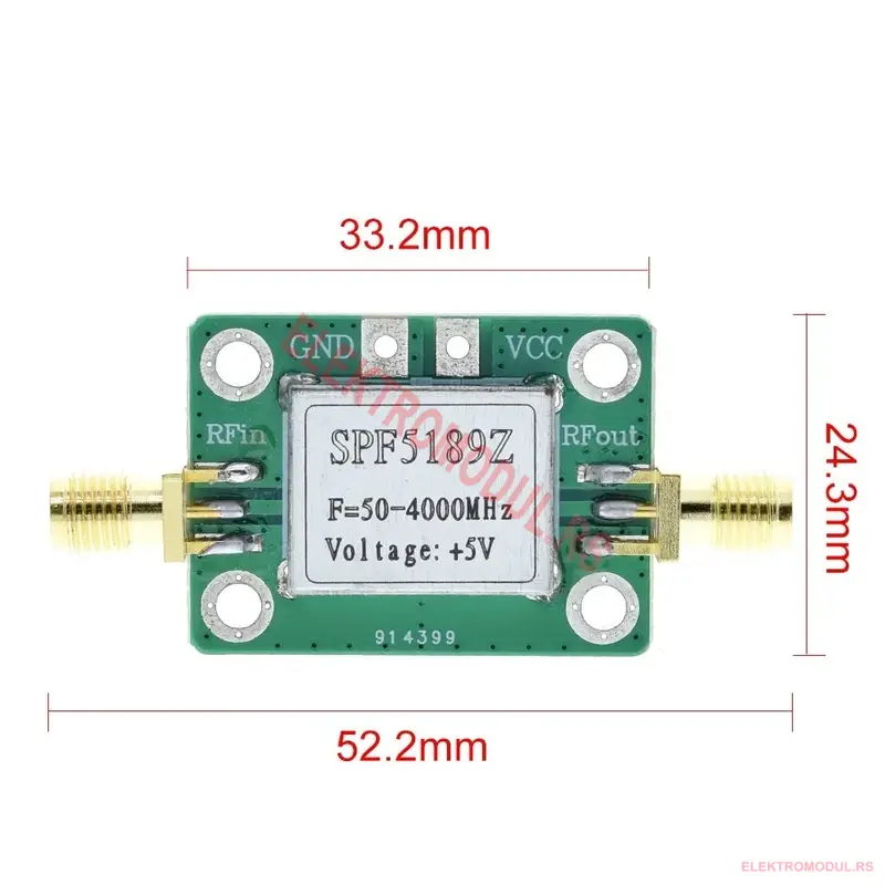 RF pojačivač SPF5189Z 50–4000 MHz – LNA za SDR, ADS-B i GPS prijem | Cena Srbija RF pojačivač SPF5189Z 50–4000 MHz – LNA za SDR, ADS-B i GPS prijem | Cena Srbija